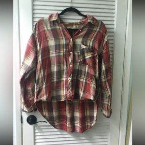 Ralph Lauren shoulder cutout high low flannel